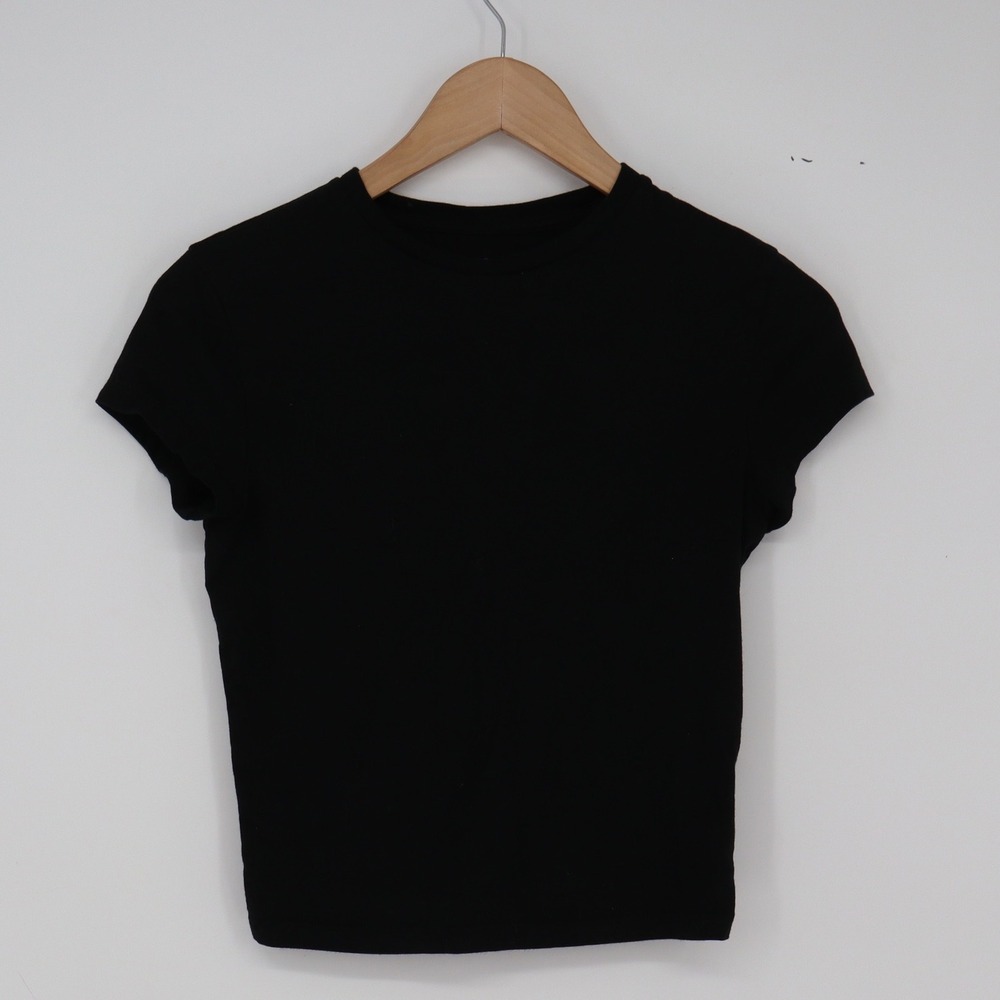 Wild Fable T-Shirt Womens Small Basic Tee Black Cotton Stretch Excellent